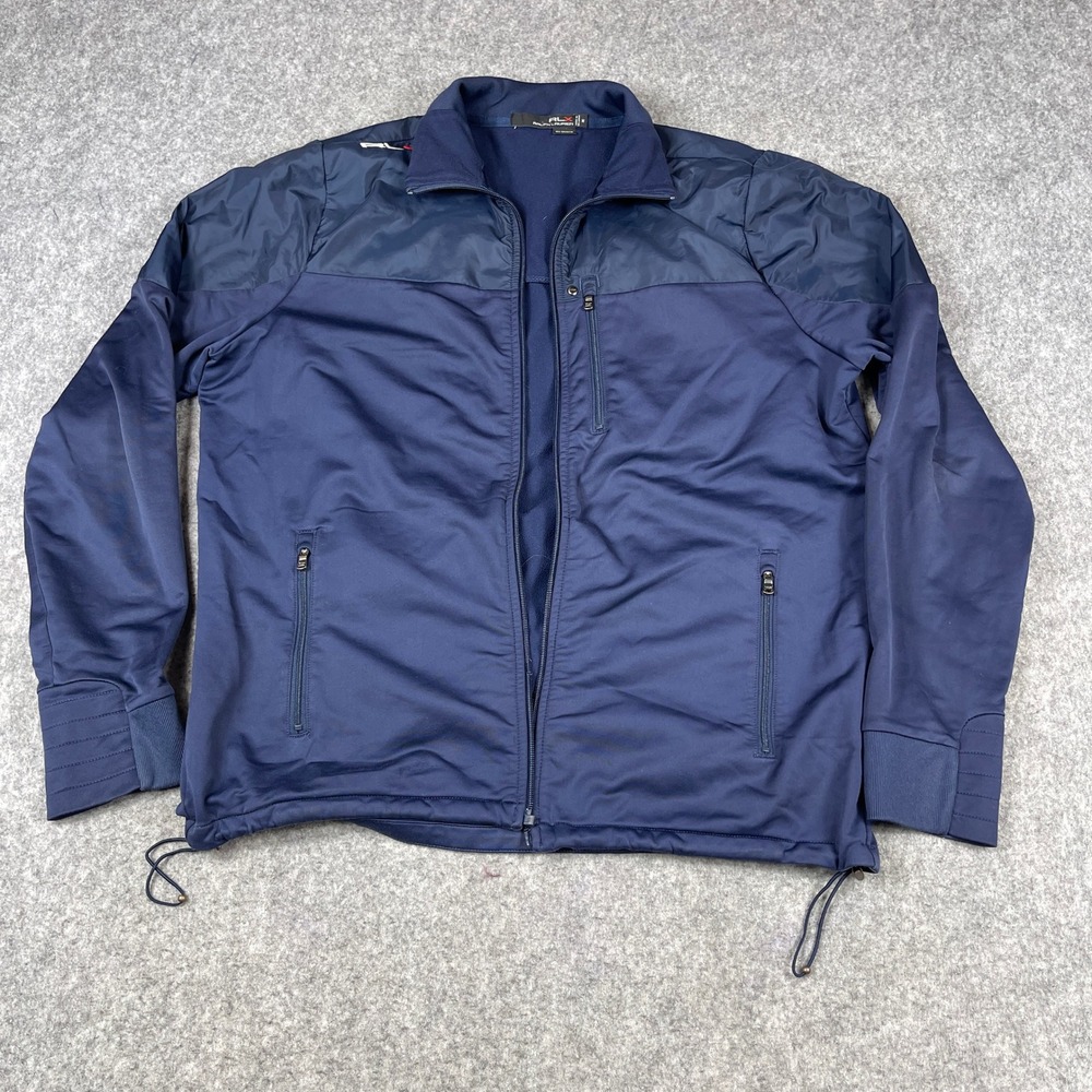 RLX Ralph Lauren Mens Navy Blue Fleece Lined Performance Jacket M N0 Zipper